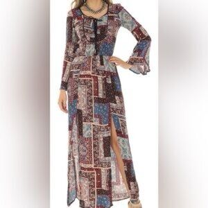 NWT American Eagle Long Sleeve Patchwork Maxi Dress